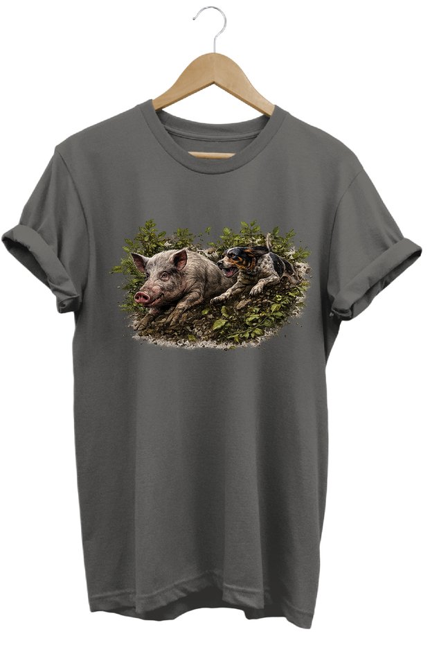 Boar and Trail Dog Printed Off-Road T-Shirt Outdoor Clothing