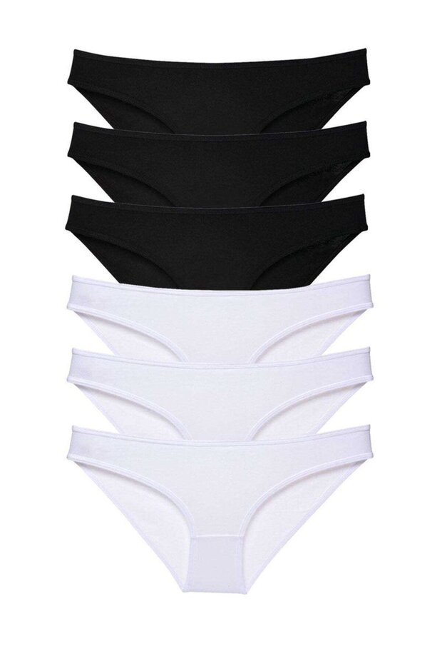 Glb-Stl41414 6 Pieces Eco Set Lycra Women's Slip Panties Black White