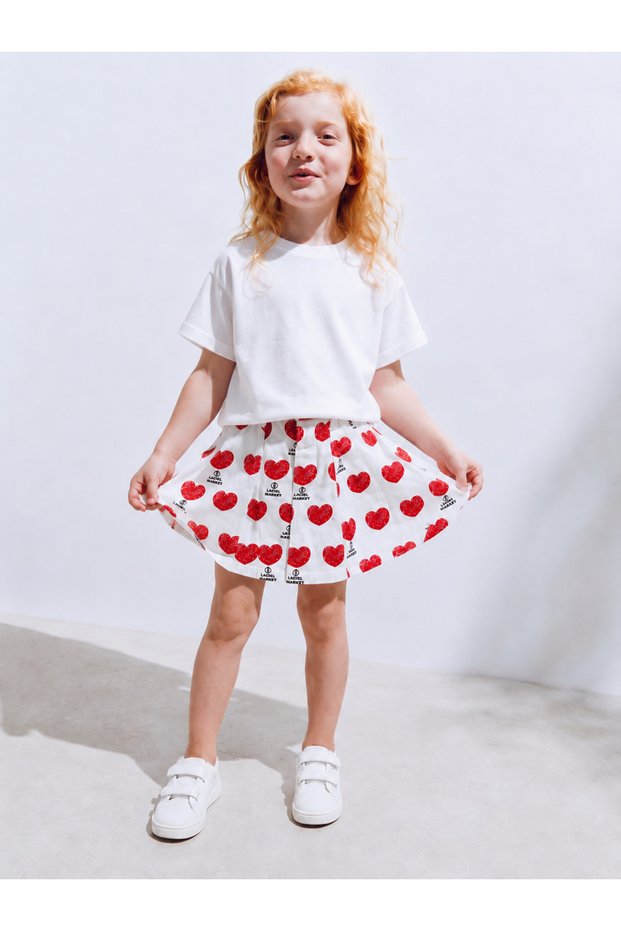 Girl's Heart Patterned Skirt – Summer Comfortable Elastic Waist Mini Children's Skirt