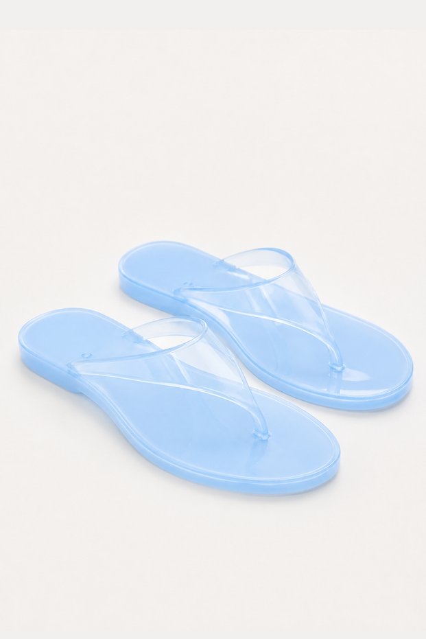 Jelly Candy Women's Baby Blue Transparent Flip-Flops Gel Beach Slippers