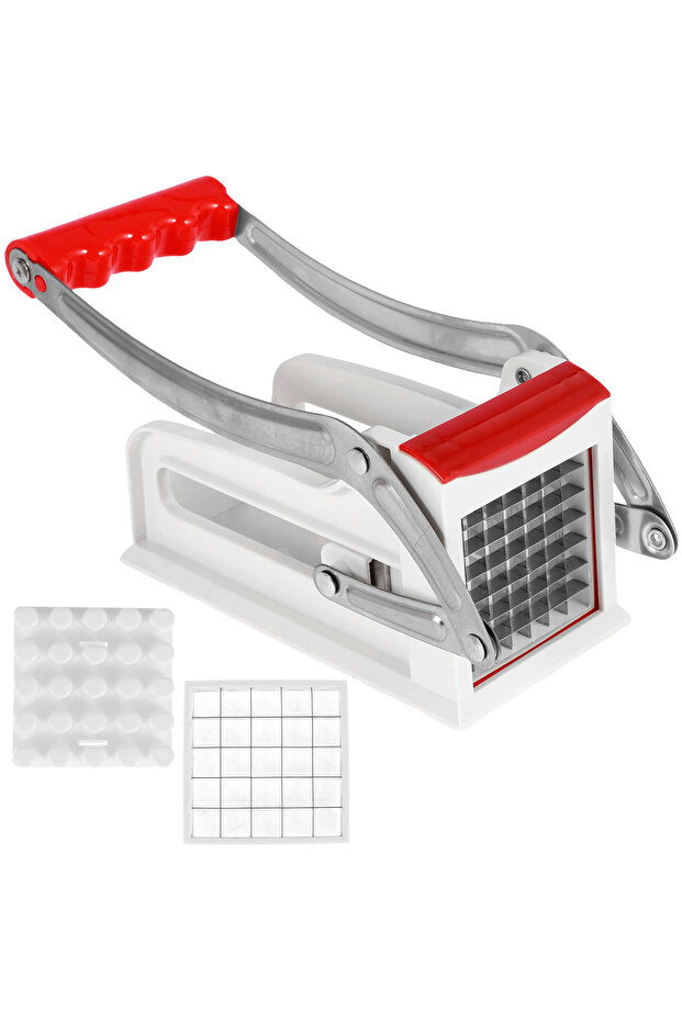 Red French Fry Cutter Multifunct Vegetable Fruit Chipper Stainless Steel Potato Chipper with 25/49 H
