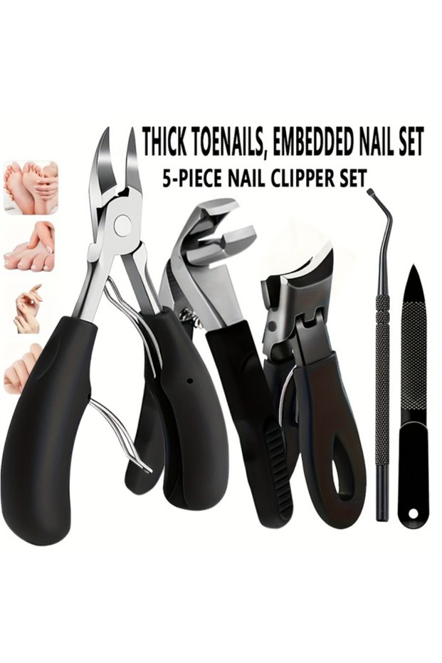 5pcs 1/5pcs Toenail Thick Nail Clipper Set Heavy-Duty Podiatrist Grade Nail Cutter Dead Skin Remover