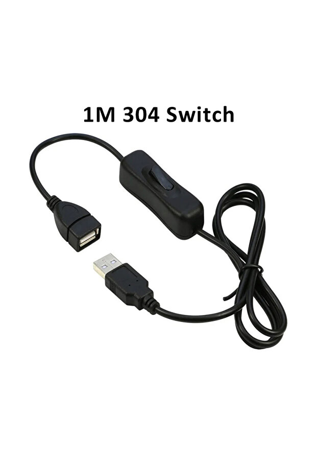 كابل USB بطول 1 متر من النوع 304 ذكر إلى أنثى مع مفتاح تشغيل/إيقاف LED بجهد 5 فولت، سلك بيانات وسلك طاقة للتمديد