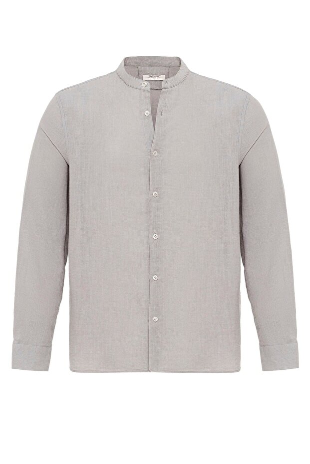 Judicial collar woven men's shirt