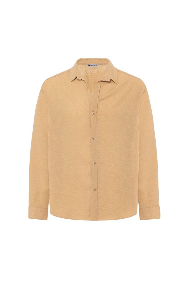 Basic oversize long sleeve linen look shirt