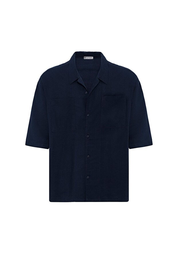 Double Pocket Oversize Linen Shirt