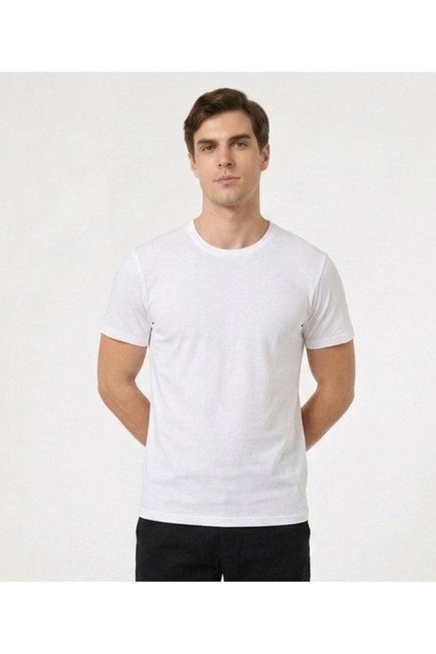 White Unisex Crew Neck Short Sleeve Combed Cotton T-Shirt Basic, Work, School Wear