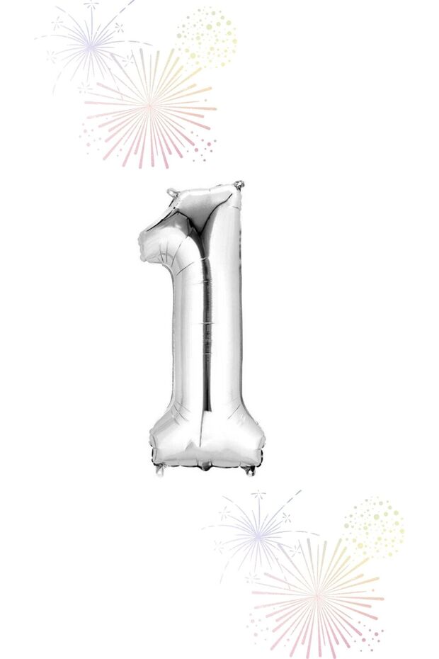 Silver Colored 1 Number Foil Balloon One 80 cm & 32 Inch Number Balloon