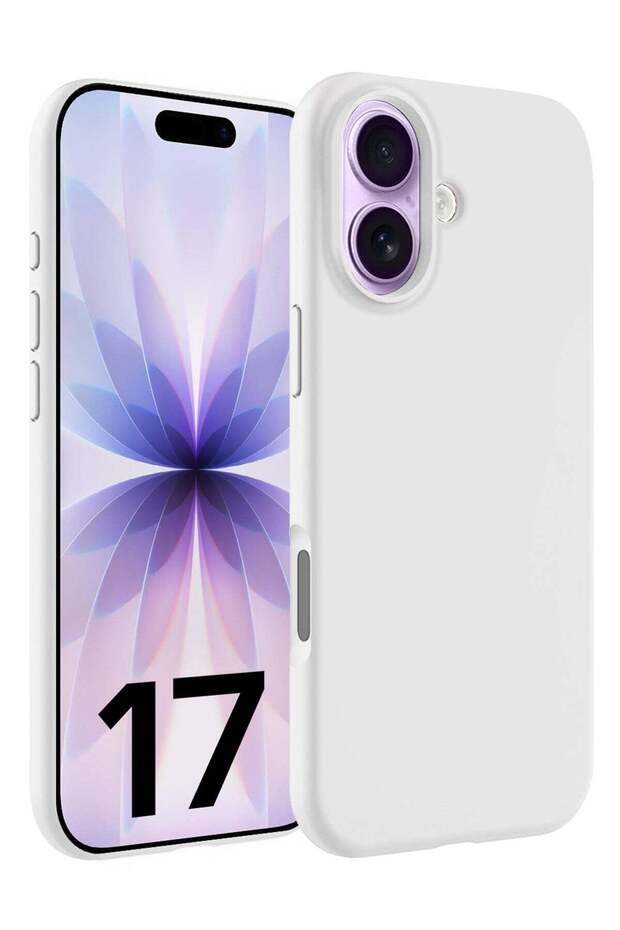 Silicone Protective Phone Case for iPhone 17 - Soft Anti-Scratch Microfiber Lining Ultra Slim Drop Protection Phone Cover - White