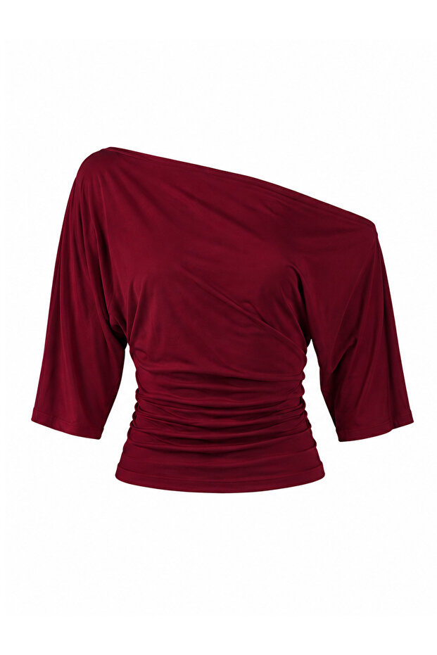 Asymmetrical Waist-Fitted Wide Sleeve Blouse