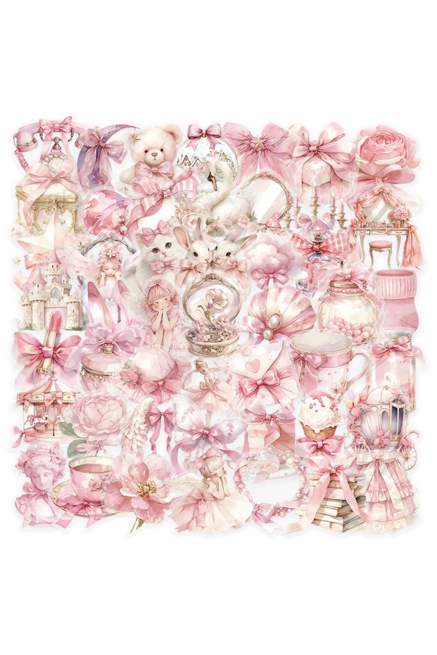 50PCS 10/30/50pcs Cute Pink Cartoon Stickers Aesthetic DIY Scrapbooking Phone Case Kawaii Girls Kids
