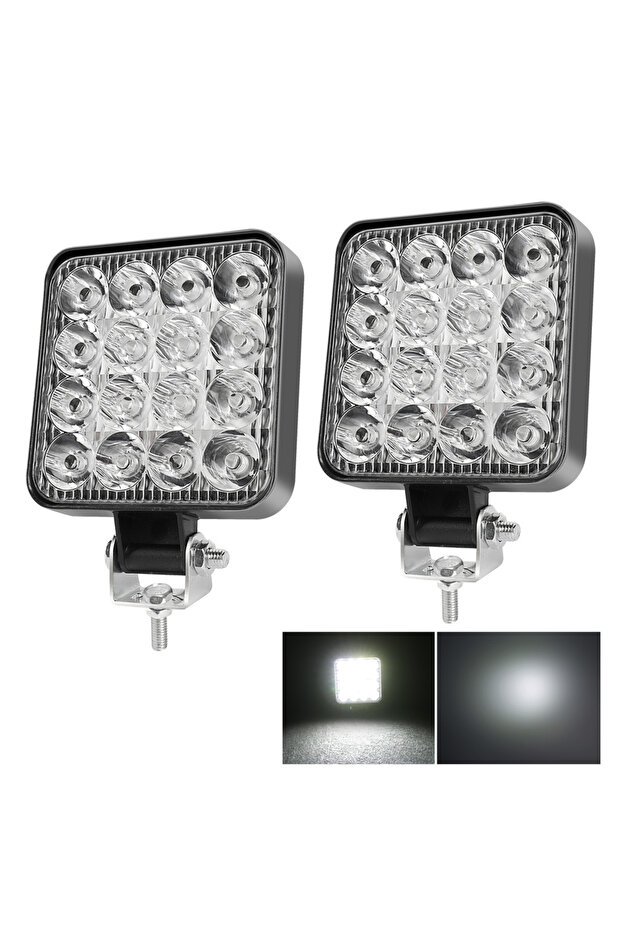 قطعتان من شريط إضاءة LED أبيض من HAOLIDE بقوة 48 واط، مصباح عمل LED صغير للاستخدام خارج الطرق، كشاف للشاحنات وسيارات الدفع الرباعي