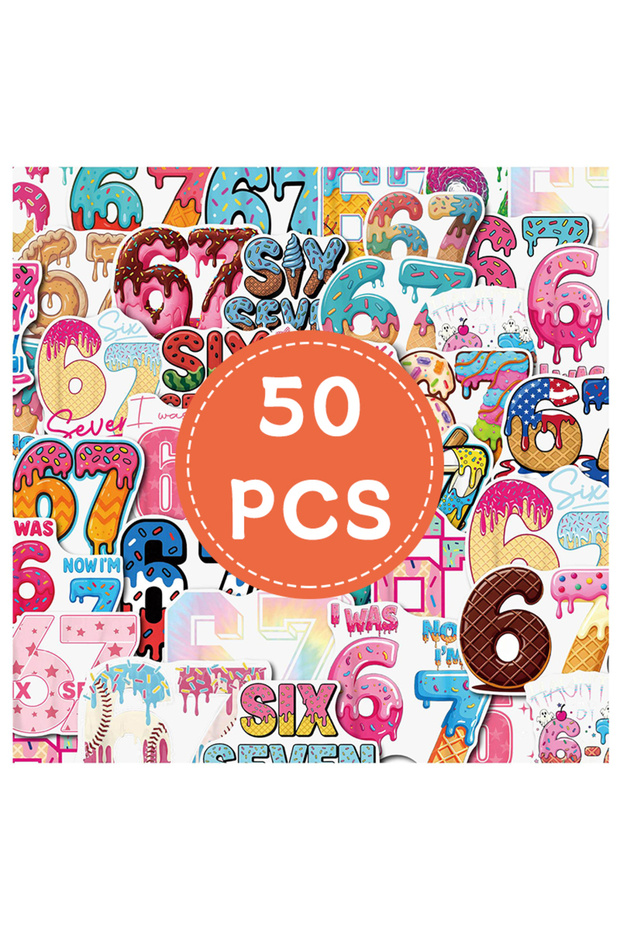 50PCS-TZ-504 Cool Six Seven Number Stickers 50PCS Funny Meme 6 7 Decorations Trending Social Media S