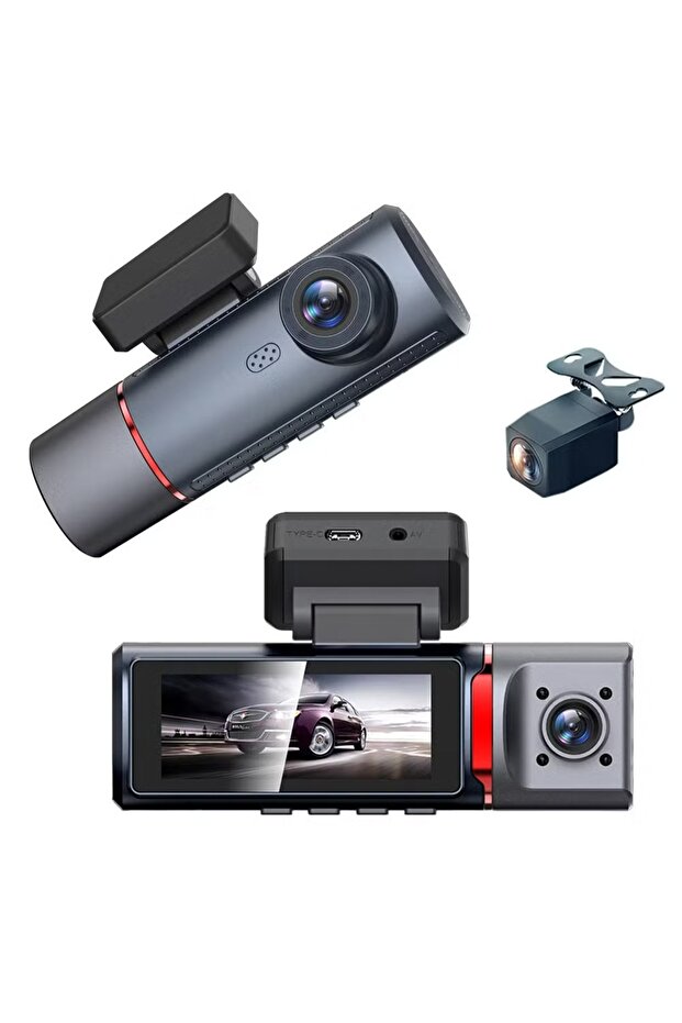 4K Dual Lens Dash Cam DVR with WDR Night Vision, G-Sensor and Loop Recording Camera