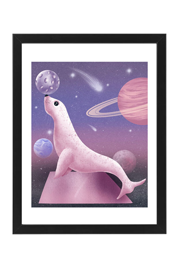 Seal , Sea Lion Digital Nursery Illustration Art Poster with Frame