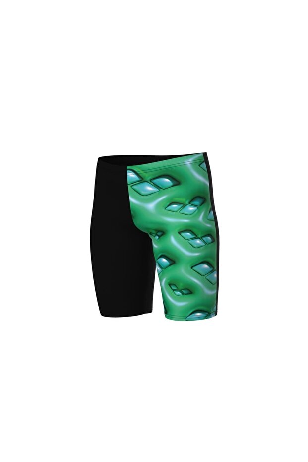 Boy's Logo Graphic Swim Jammer Blacksoft Green Multi