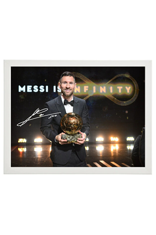 Lionel Messi Ballon d'Or Winner 8 Unlimited Autographed Poster with Frame 50x40cm