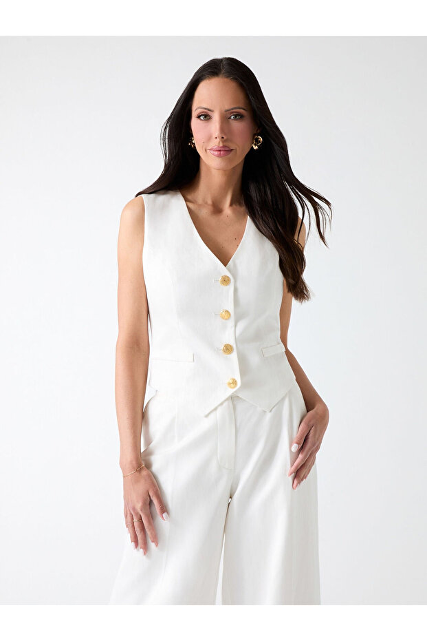 Marciano linen-blend vest