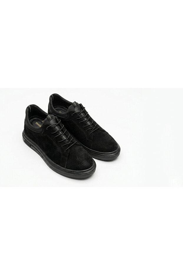 Gr0517 Genuine Nubuck Leather Large Size 45 46 Oversized Size Black Men's Casual Sneaker Shoes