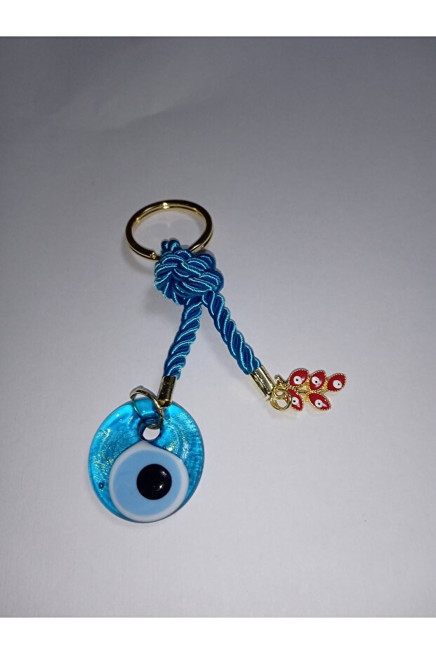 Handmade Crystal Keychain with Cord and Evil Eye Beads 10 cm