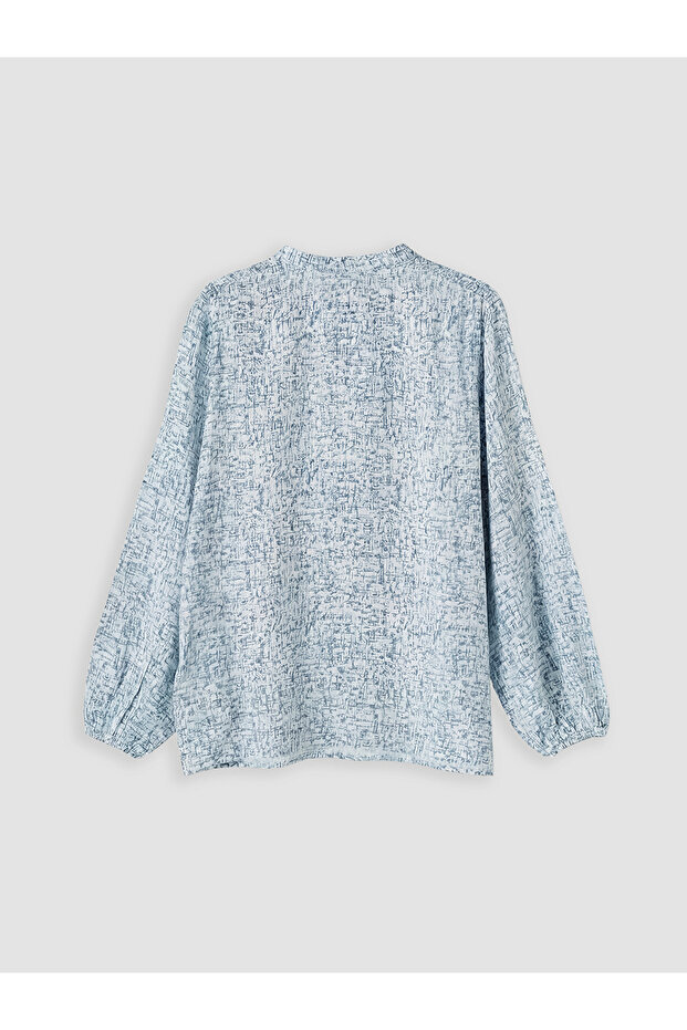 Nevavm Collar Patterned Blouse with a Difference - 6
