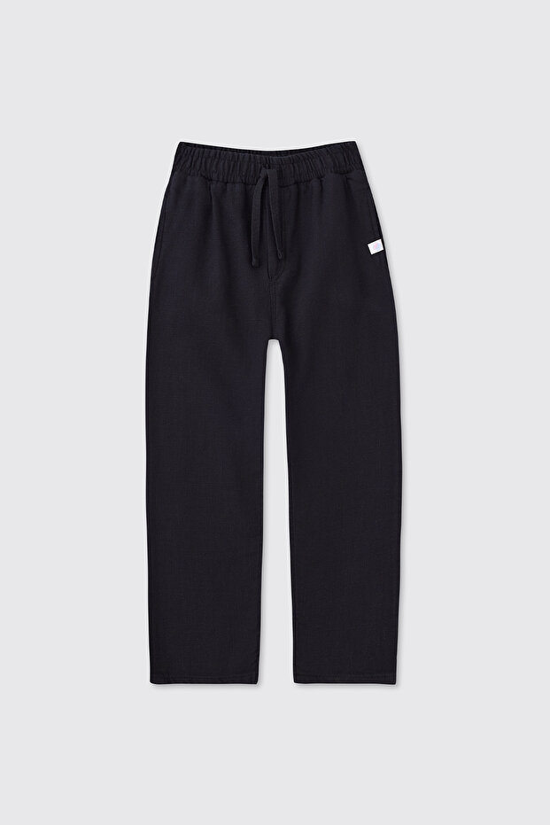 Boy's Black Elastic Waist Trousers