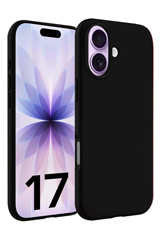Silicone Protective Phone Case for iPhone 17 - Soft Anti-Scratch Microfiber Lining Ultra Slim Drop Protection Phone Cover - Black
