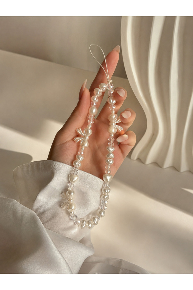 Pearl Bow Phone Charm Y2K Phone Strap Bag Charm Camera Strap Korean Style
