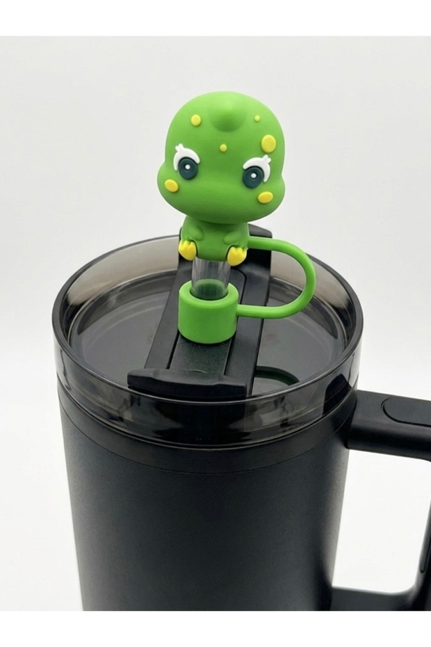 Cute Dinosaur 10mm Thick Straw Protector - Silicone Straw Stopper, Cap, and Head