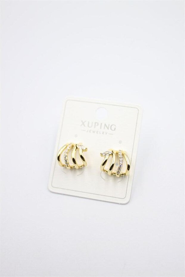 Multi-Look Earrings with Stones - Gold