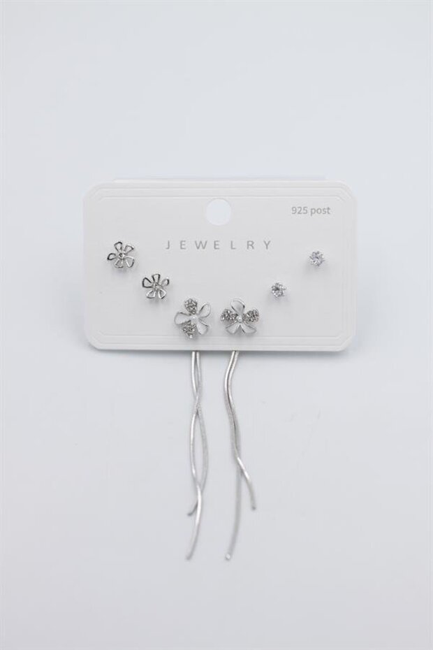 Glb-Stl41414 Multiple Set Earrings - Silver