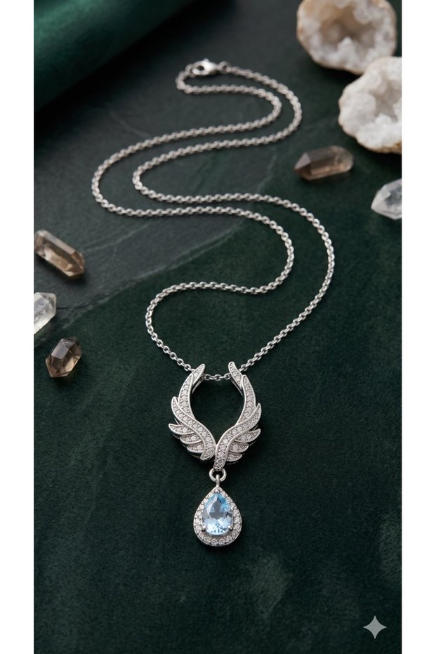 Steel Necklace with Angel Wing Detail