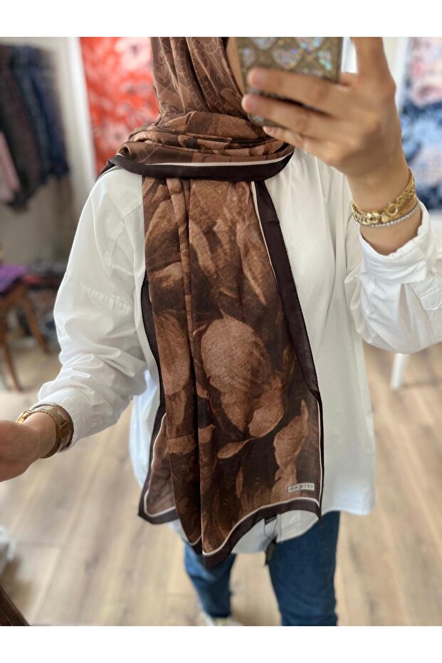 Serenza Pattern Soft Shawl - Brown - 6
