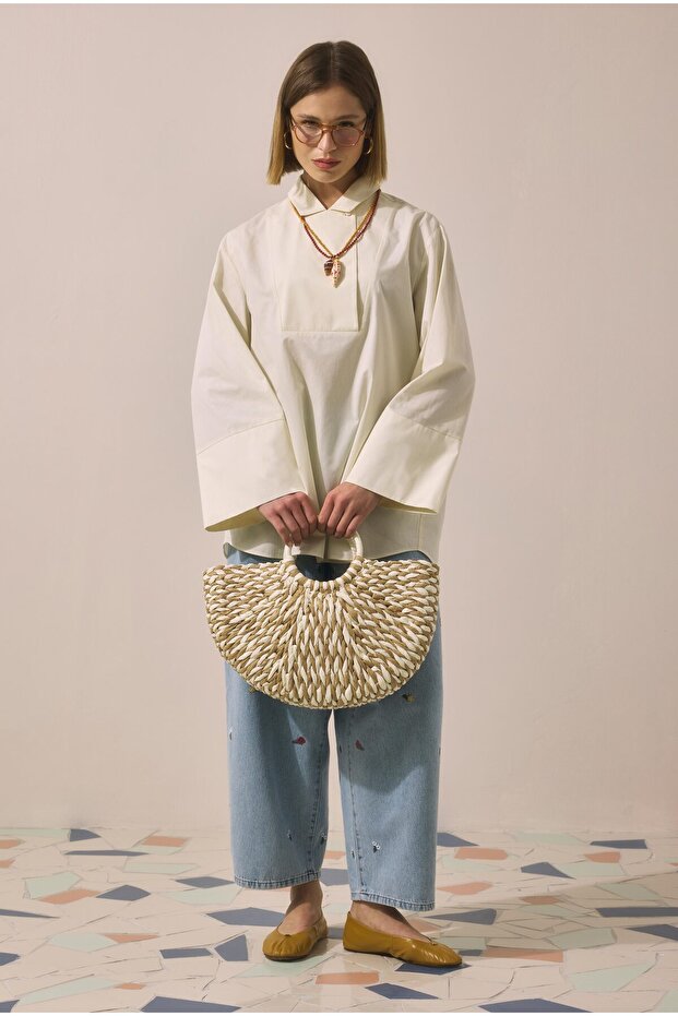 Wicker Basket Bag Camel - 2