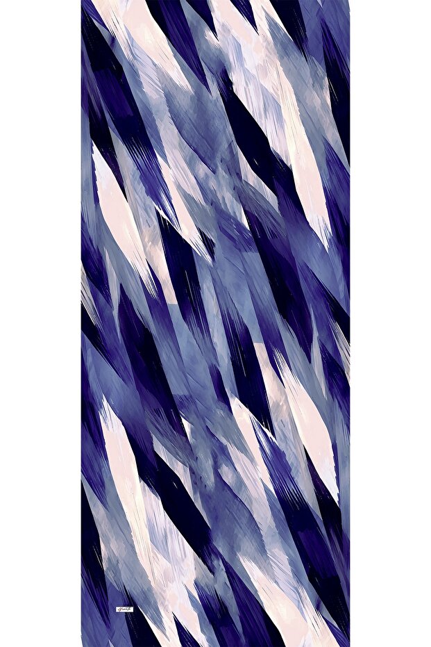 Transitional Gradient Pattern Dark Blue Soft Cotton Shawl - 2