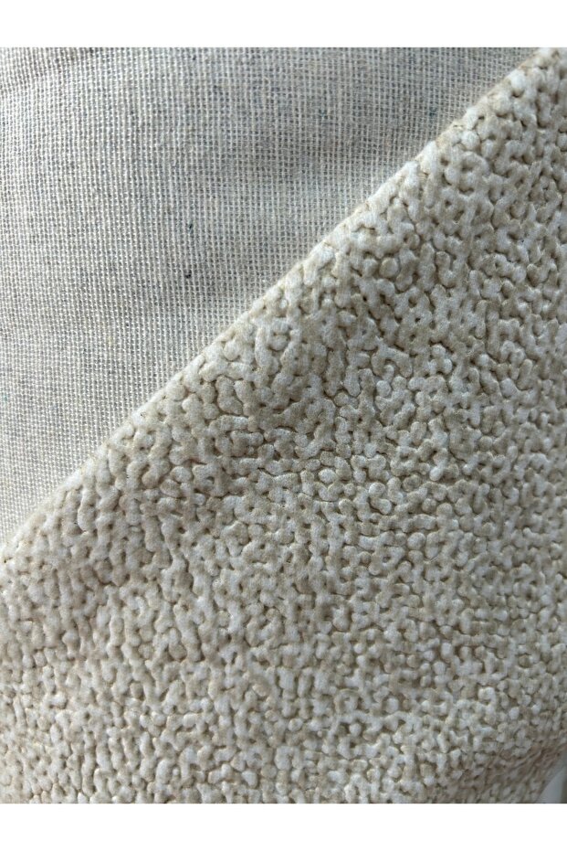 Vienna Upholstery Fabric Gray Chenille Boucle Teddy Puff Sofa Chair Cushion Throw Pillow