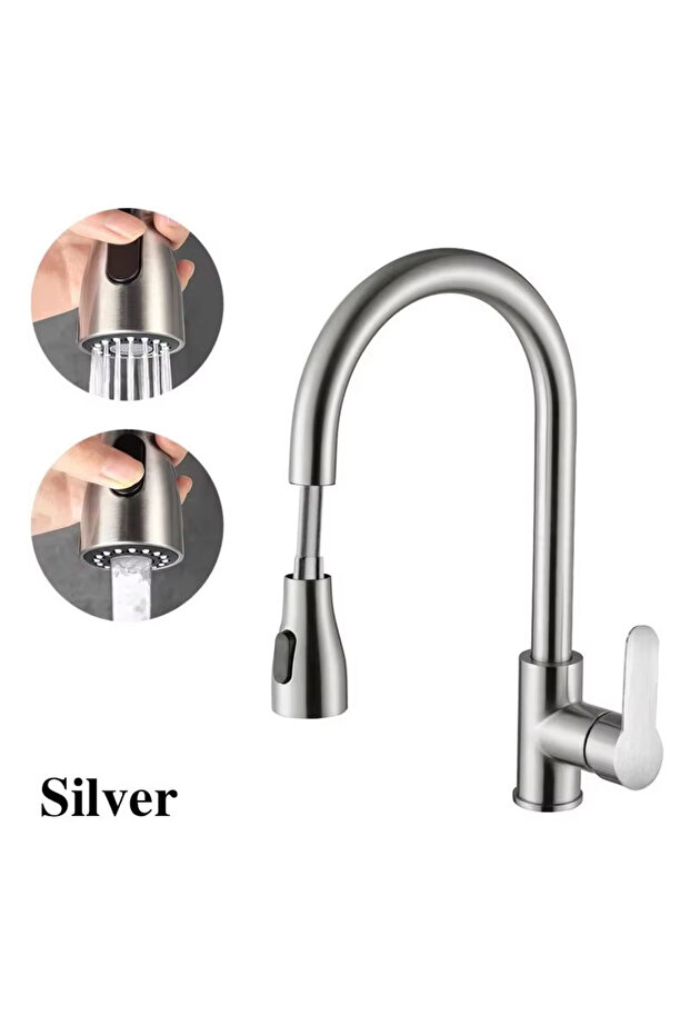 Brushed Kitchen Faucets Brushed Nickel Pull Out Kitchen Sink Water Tap Deck Mounted Mixer Stream Spr
