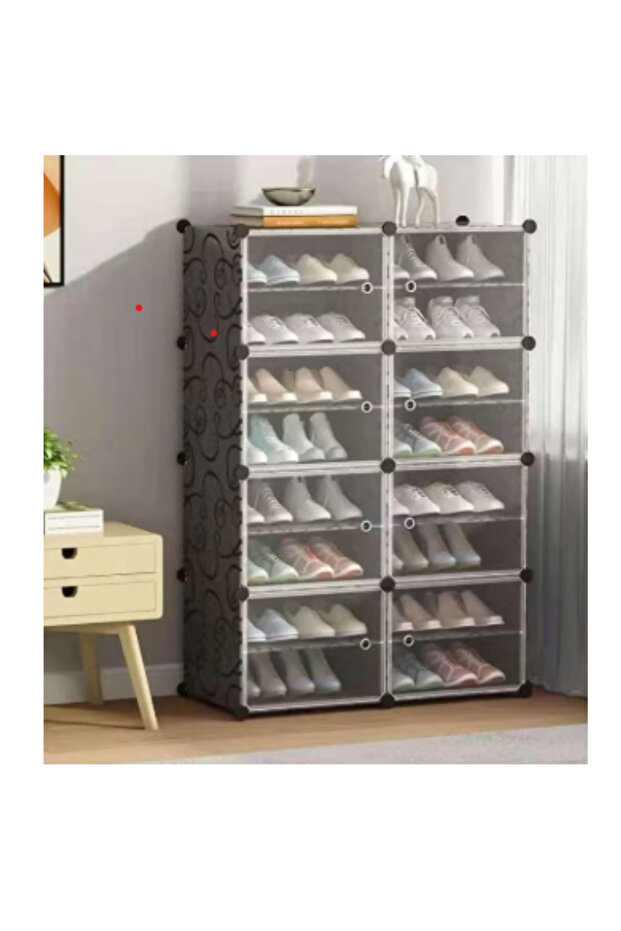 Shoe rack - 16 cube rack black 200cm*50cm