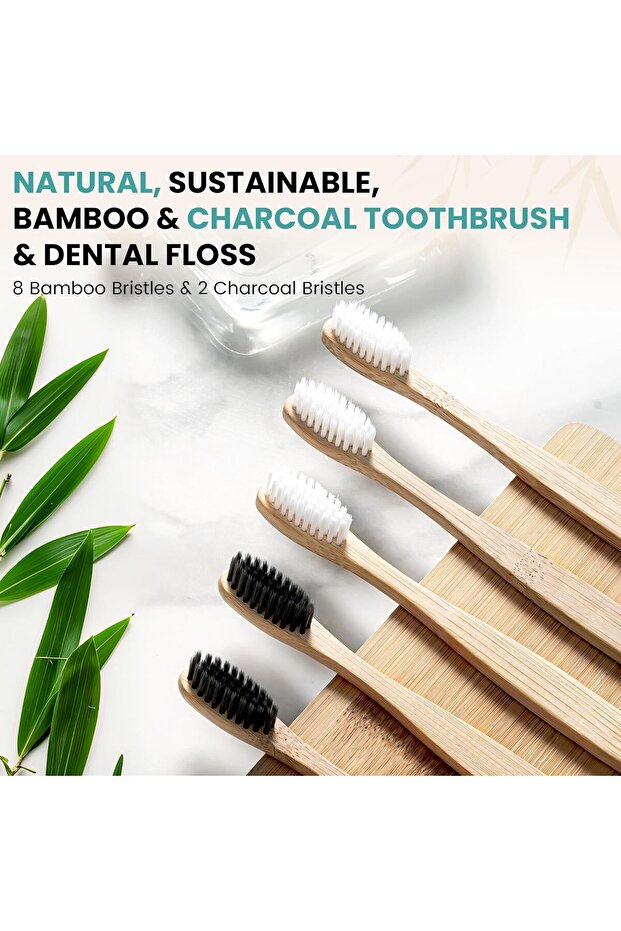 Bamboo Toothbrushes Set – 10-Pack - 8