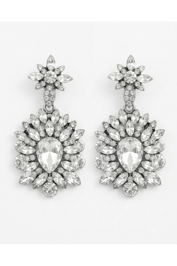 Steel Dangle Zircon Stone Silver Stylish Women's Earrings | Does Not Darken | Women's Earrings with Gift Box