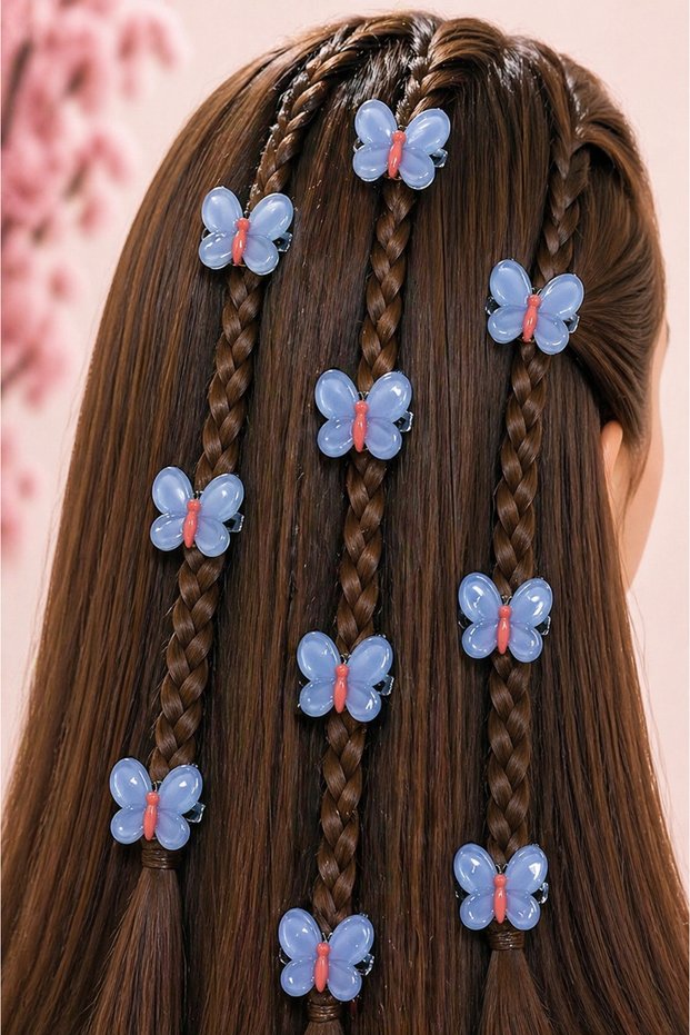 1Pc Flower Heart Lotus Flower Strawberry Cherry Butterfly Clip Hairpin Set – Bright Colorful Kids & Teen Girls Hair Accessory, Braid Hairpin