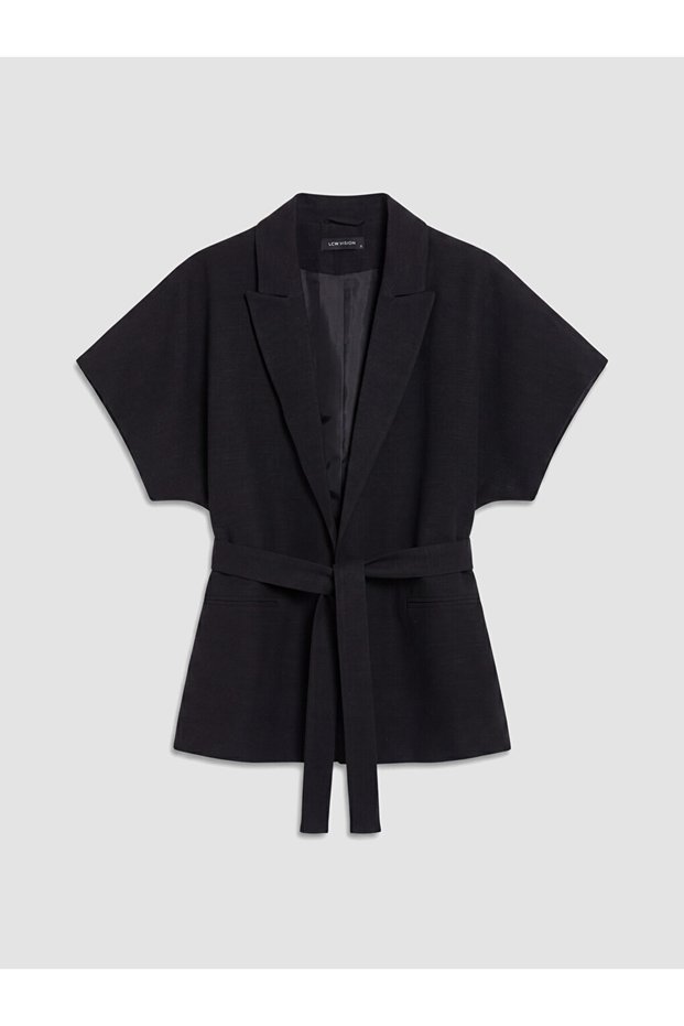Black linen blend women's classic vest from gulis clothing
