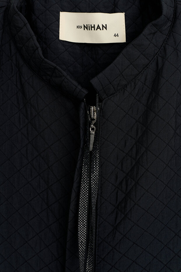 Plus Size Thin Quilted Overcoat - Black - 3