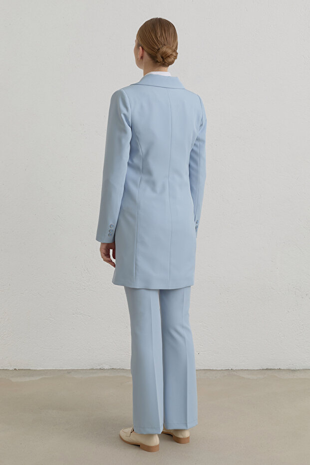 Double-Breasted Blazer Jacket - Light Blue - 6