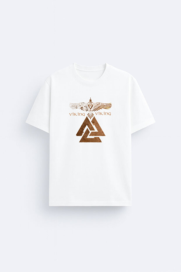 Vikings Printed Crew Neck White T-Shirt T-Shirt