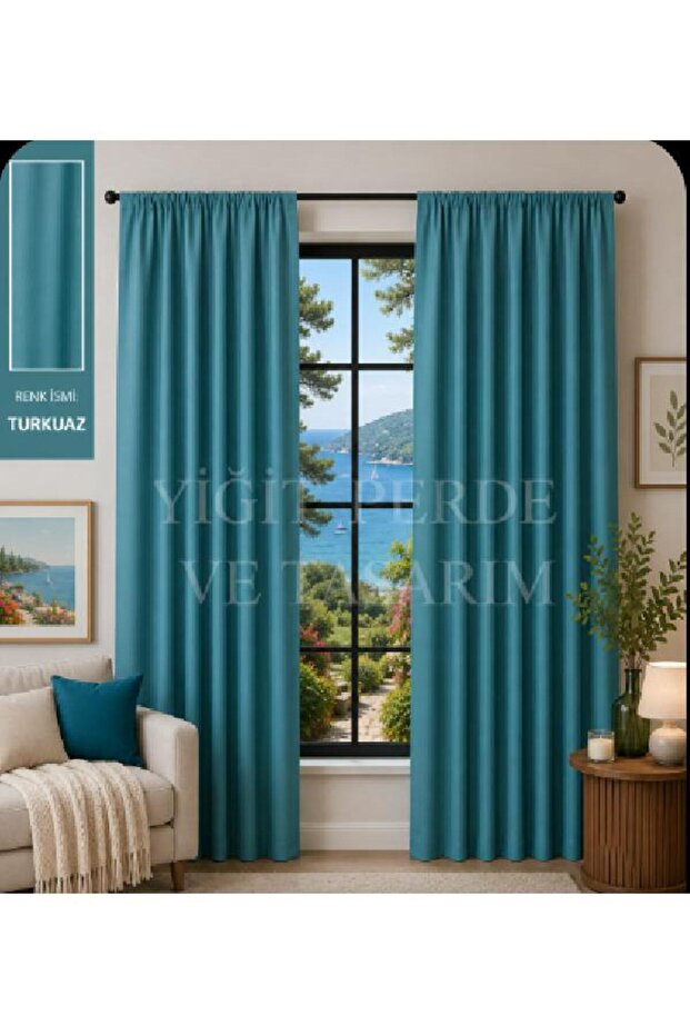 100 Yi̇ği̇t Perde Ve Tasarim Turquoise Color Blackout Extrafoam Mounted Backdrop Curtain