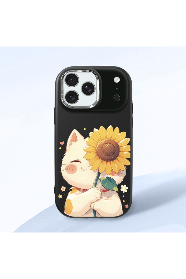 iPhone 18 Pro Max Compatible Case Camera Protector Black Cat Pattern Silicone Lover Couple Phone Case