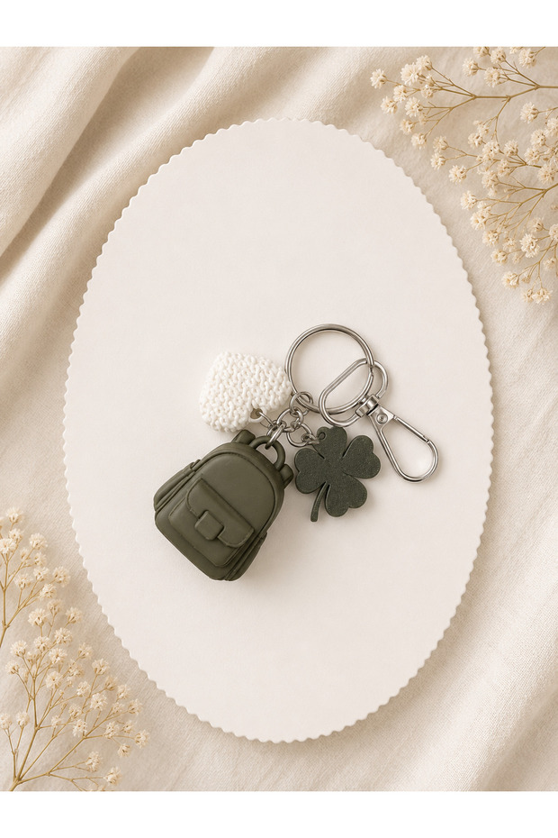 Mini Backpack Charm Keychain | Bag Ornament and Keychain | Cute Accessory with Heart Detail