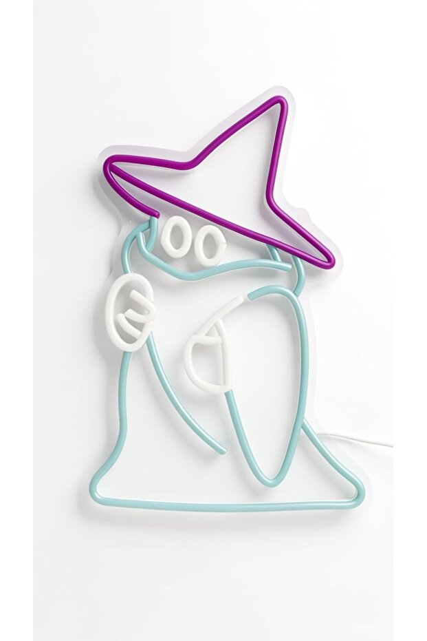 Divine Design Neon Wizard Wall Light, Purple and Teal, LED Sign, Fantasy Theme, Wall Decor