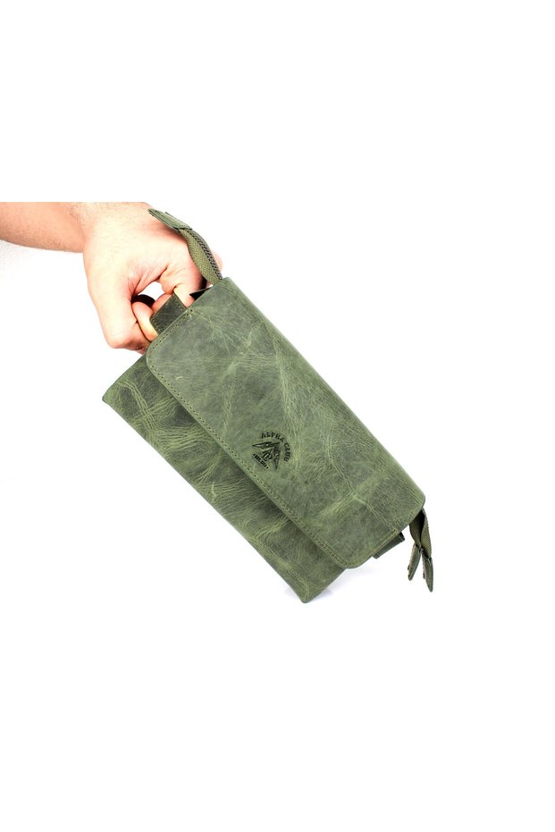 Men's Khaki Color Genuine Leather Handbag and Portfolio Bag